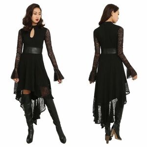 Royal Bones Daang Goodman Hi Low Lace Corset Dress Long Sleeve Black Size XL